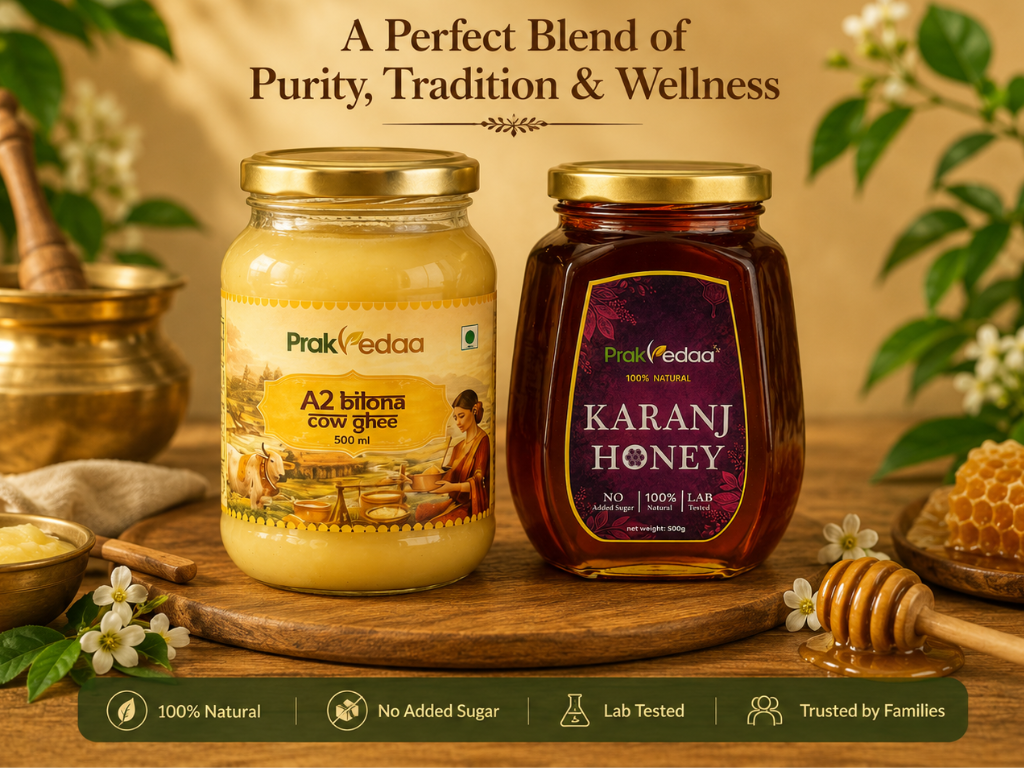 A2 Bilona Ghee & Karanj Honey Combo